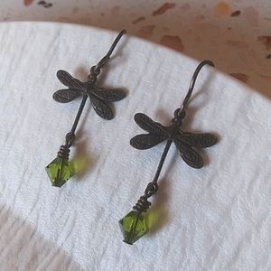 Nature Lover Dragonfly and Gem Earrings